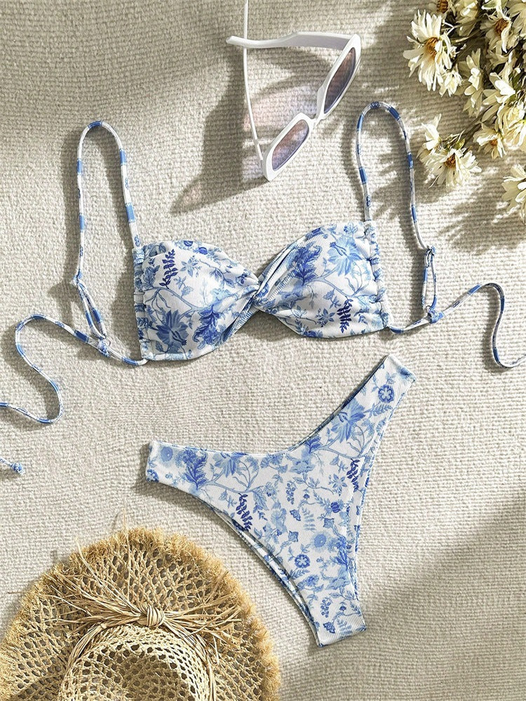 Damen Bandeau-Bikini mit elegantem floralem Design R&B