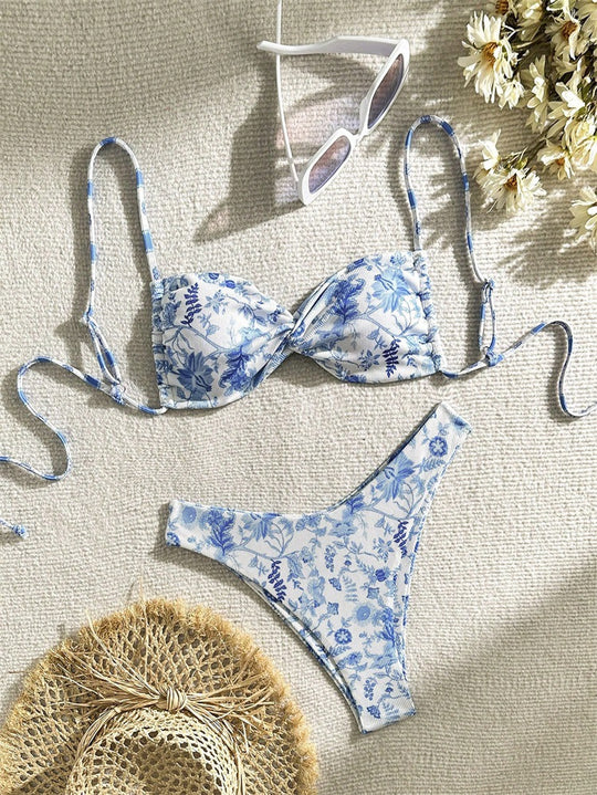 Damen Bandeau-Bikini mit elegantem floralem Design R&B