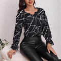 Damen Bluse mit geometrischem Muster und Rüschendetails R&B