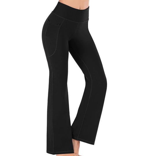 Damen Sportliche Bootcut-Leggings mit hohem Bund und Seitentaschen R&B