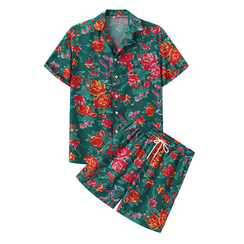 Damen Sommerliches Set mit floralem Kurzarmhemd und Shorts R&B