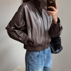 Damen Oversize Kunstlederjacke im modernen Look mit praktischem Reißverschluss und elastischem Bund R&B