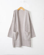 Damen lässiger Strickcardigan mit Taschen und offenem Schnitt