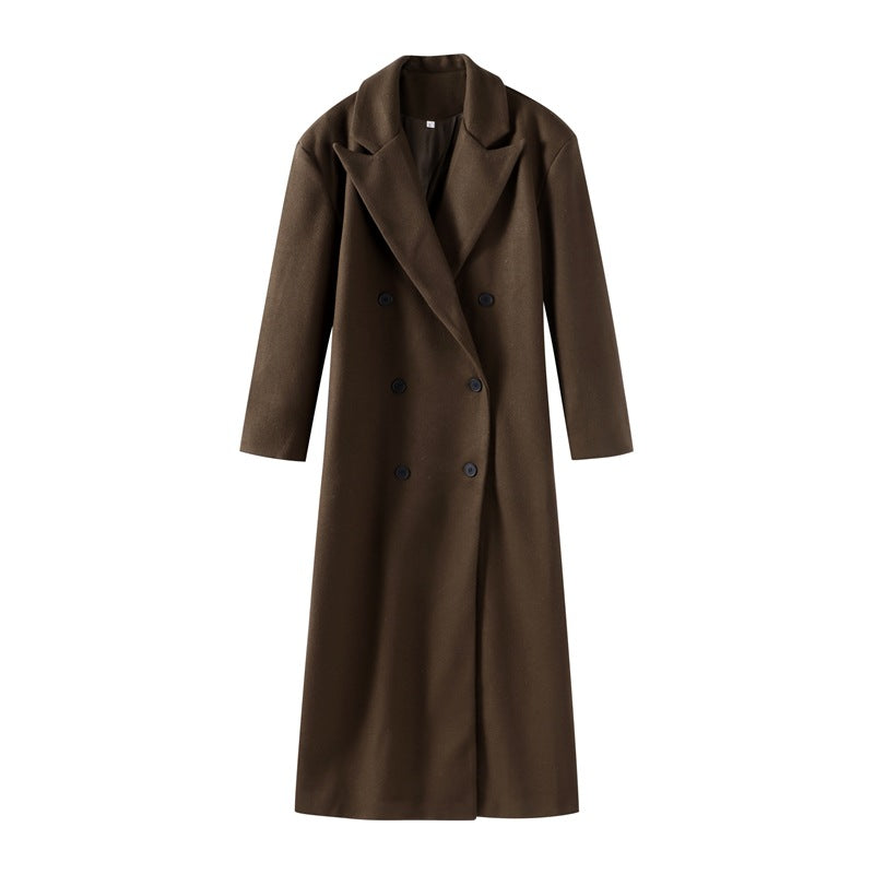 Damen Eleganter Wollmantel im Doppelreiher-Stil