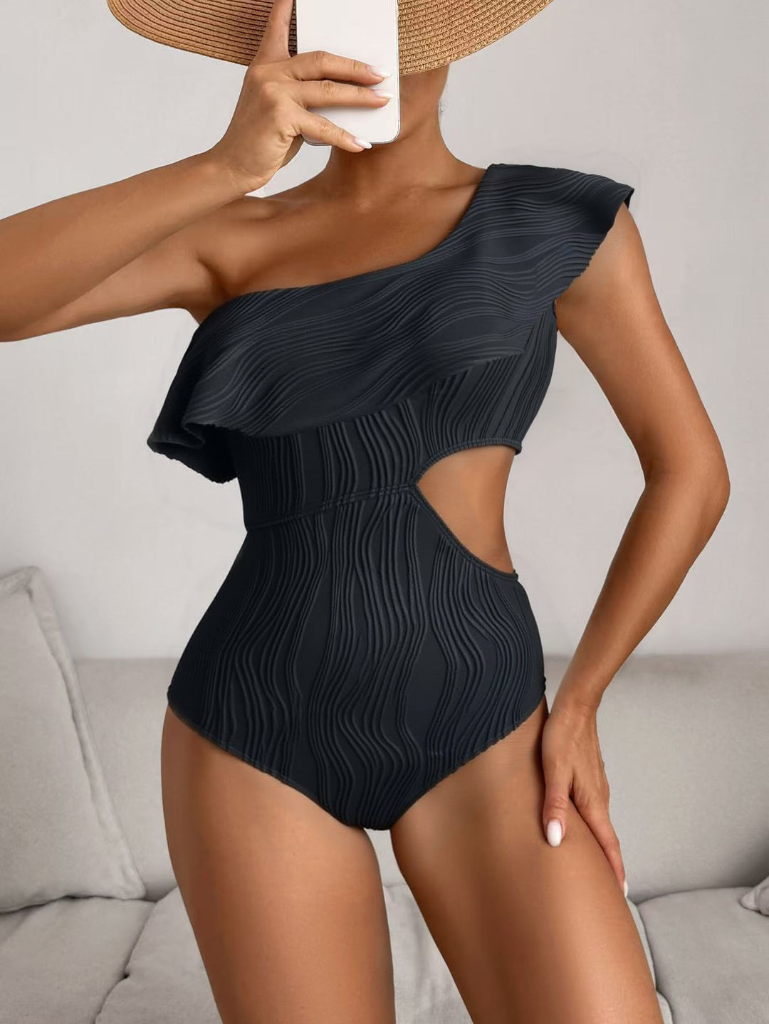 Damen Einseitiger Badeanzug mit elegantem Schnitt R&B