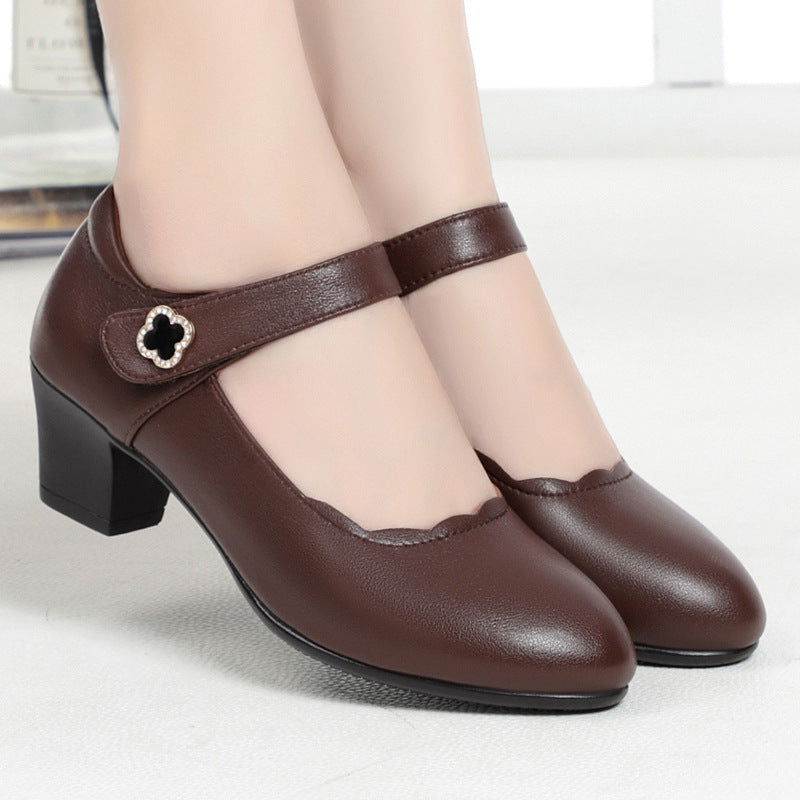 Damen Elegante Mary Jane Pumps mit dekorativem Riemen und komfortablem Blockabsatz Heidi-Mode