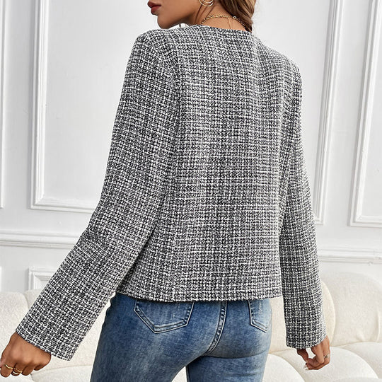 Damen Elegante Tweedjacke mit doppelter Knopfleiste und strukturiertem Gewebe R&B