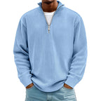 Herren nan gerippter Strickpullover mit halbem Reißverschluss und Stehkragen R&B