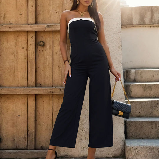 Damen Eleganter Jumpsuit im taillierten Design mit schulterfreiem Schnitt R&B