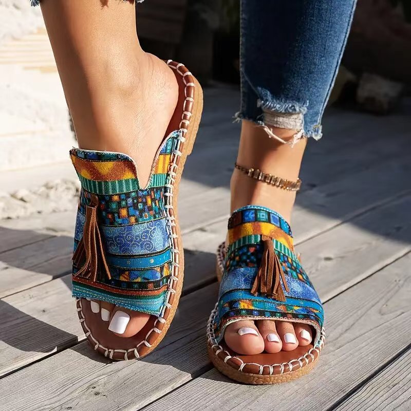 Damen Modische Clogs mit folkloristischem Muster R&B