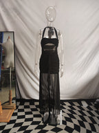 Damen Maxi-Kleid mit tiefem Schlitz und eleganter Raffung R&B