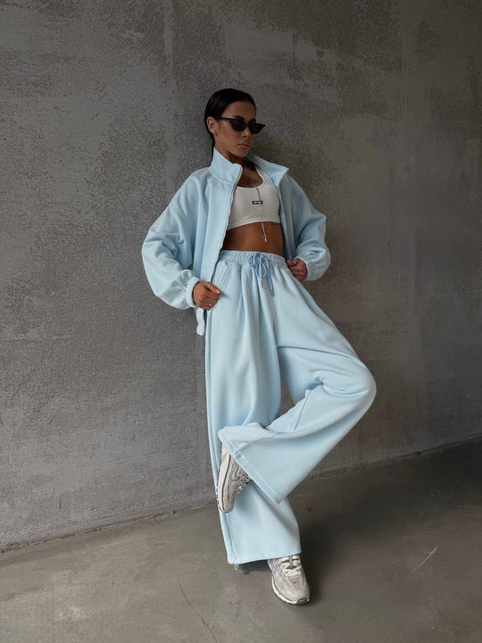 Damen sportliches Baumwoll-Jogginganzug mit lässiger Passform und praktischen Taschen R&B