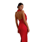 Damen Elegantes Maxikleid mit schmeichelndem Schnitt und tiefem V-Ausschnitt R&B