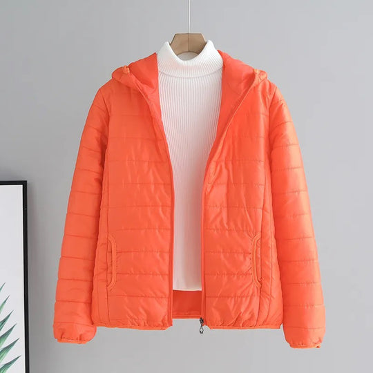 Damen gesteppte Übergangsjacke mit praktischen Taschen und Kapuze R&B