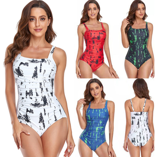 Damen Sportlicher Einteiler Badeanzug mit modischen Rüschendetails R&B