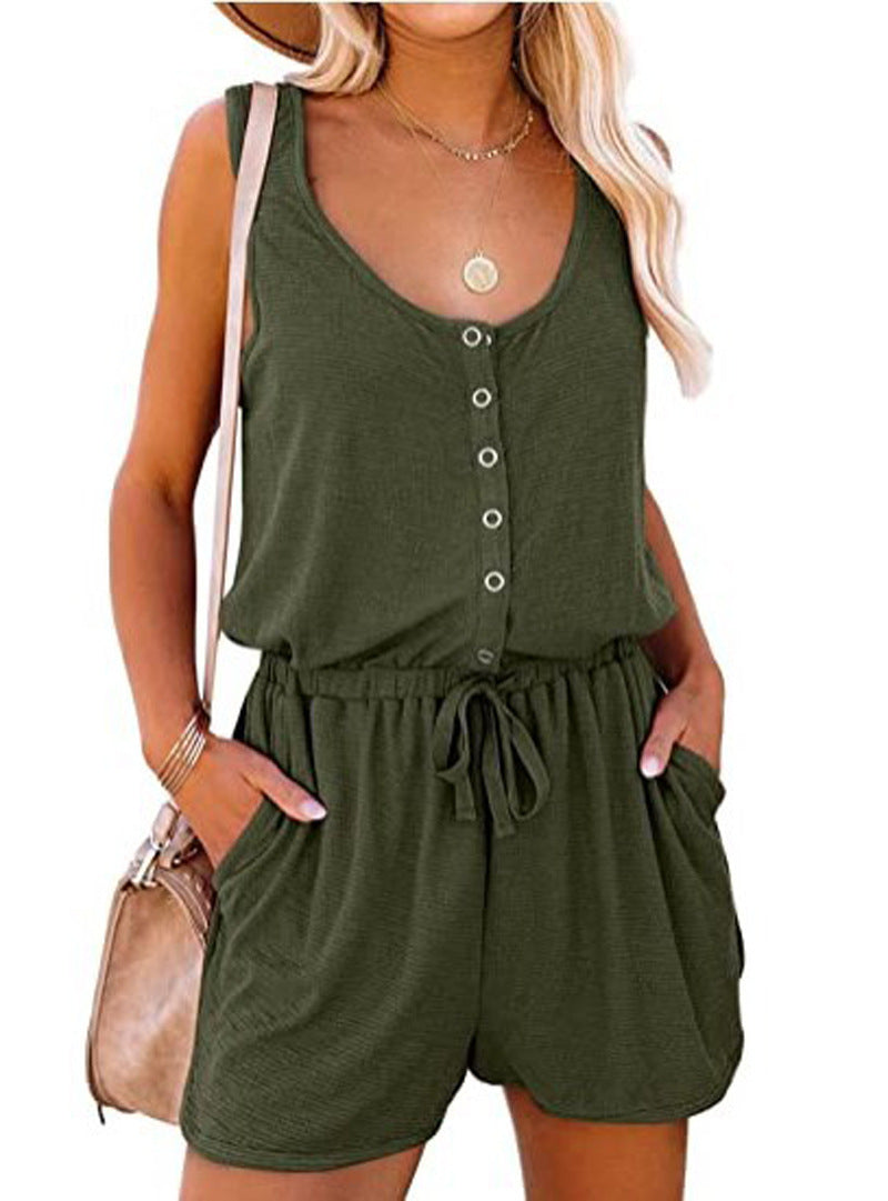 Damen Praktischer Jumpsuit mit Knopfdetails und verstellbarem Bund R&B