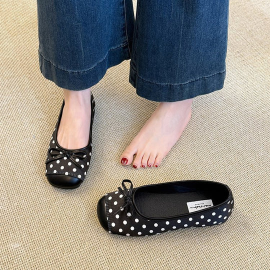 Damen Ballerinas mit verspieltem Punktedesign und zierlichem Schleifenakzent R&B