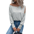 Damen Off-Shoulder Oberteil mit Knopfdetails R&B
