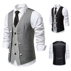 Herren elegante Weste mit kariertem Innenfutter R&B