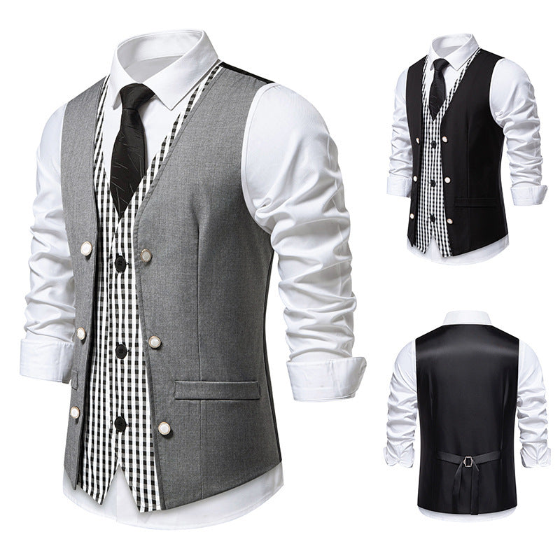 Herren elegante Weste mit kariertem Innenfutter R&B