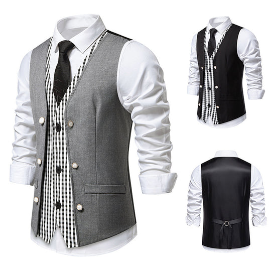 Herren elegante Weste mit kariertem Innenfutter R&B