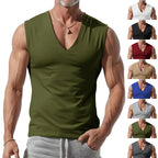 Herren nan figurbetontes ärmelloses V-Ausschnitt Muskelshirt R&B