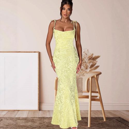 Damen Elegantes Maxikleid mit verführerischen Spaghettiträgern R&B