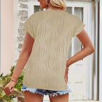 Damen Elegantes Oberteil mit strukturiertem Wellenmuster und elastischem Saum R&B