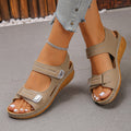 Damen Komfortable Keilsandalen mit doppeltem Klettverschluss und anatomischem Fußbett