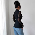 Damen nan feines Spitzen-Schulterjäckchen mit Stehkragen und enganliegenden Ärmeln R&B