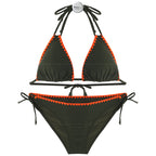 Damen Triangel-Bikini-Set mit verstellbaren Trägern und zartem Rüschendetail R&B
