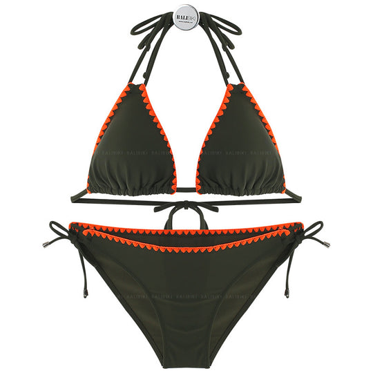 Damen Triangel-Bikini-Set mit verstellbaren Trägern und zartem Rüschendetail R&B