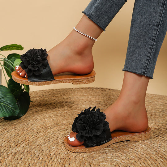 Damen Pantoletten mit dekorativen Blumendetails R&B