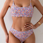 Damen hochgeschnittener Bikini mit floralen Mustern R&B