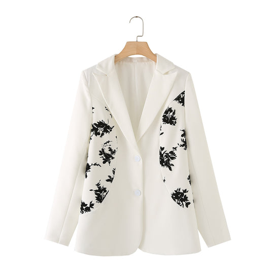 Damen elegante Blazerjacke mit floralen Details und hochwertiger Verarbeitung R&B