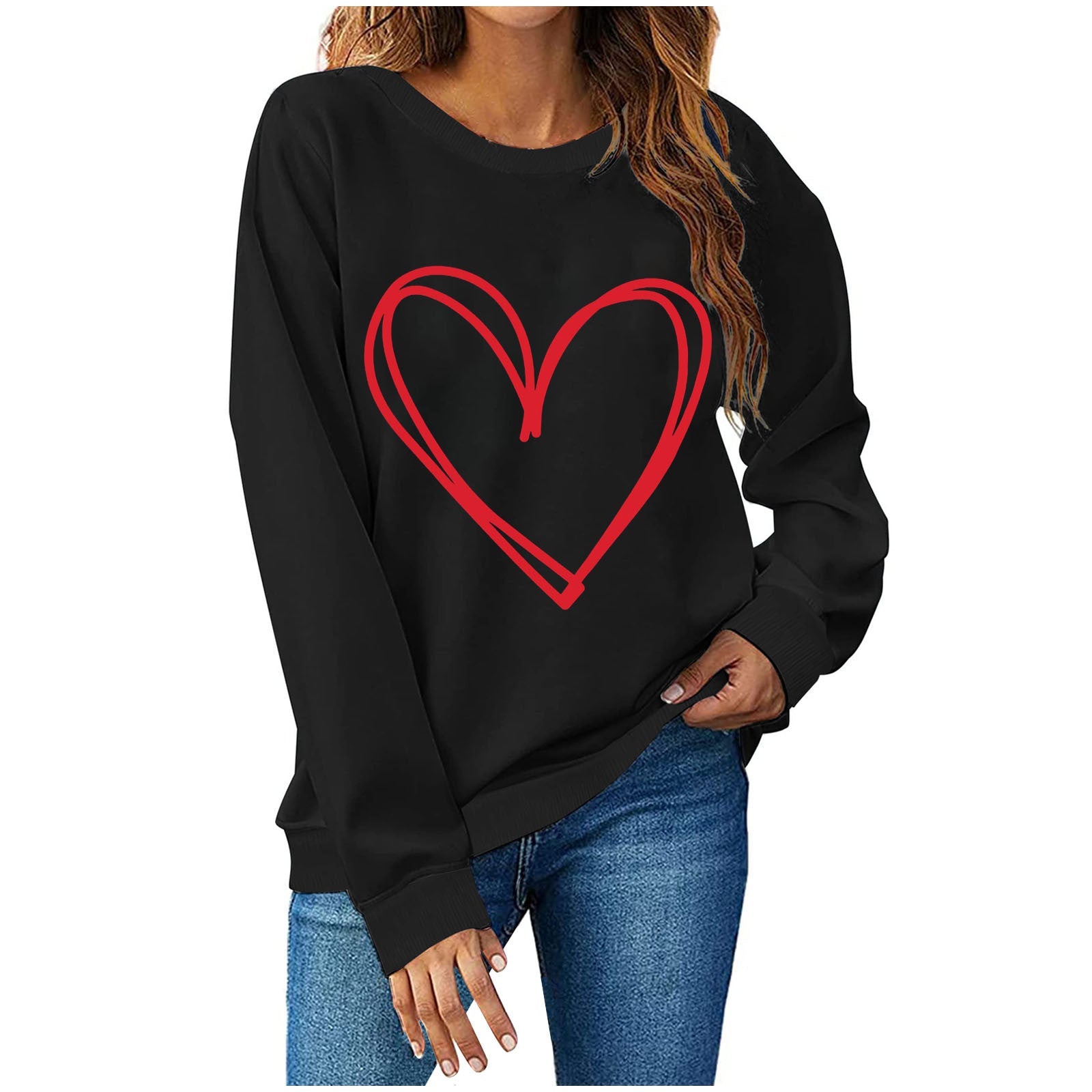 Damen Sweatshirt mit Herzmotiv R&B
