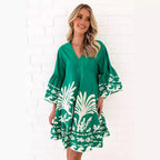 Damen Freizeitkleid mit voluminösen Ärmeln und floralem Druck R&B