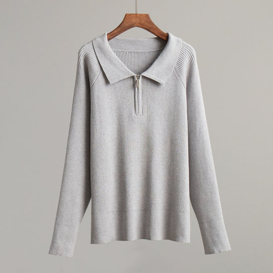 Damen Gemütlicher Feinstrickpullover mit Kängurutasche und Kragen R&B