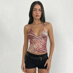 Damen Halter-Top mit exotischem Tiermuster und figurbetontem Schnitt R&B