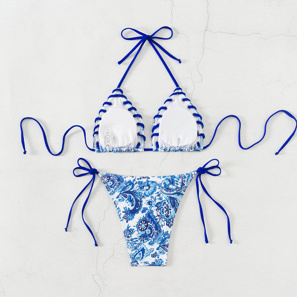 Damen Triangel-Bikini mit verspieltem Schnürdesign R&B