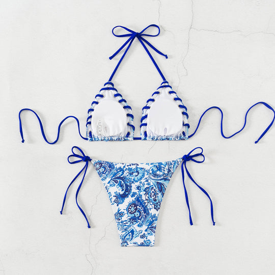 Damen Triangel-Bikini mit verspieltem Schnürdesign R&B