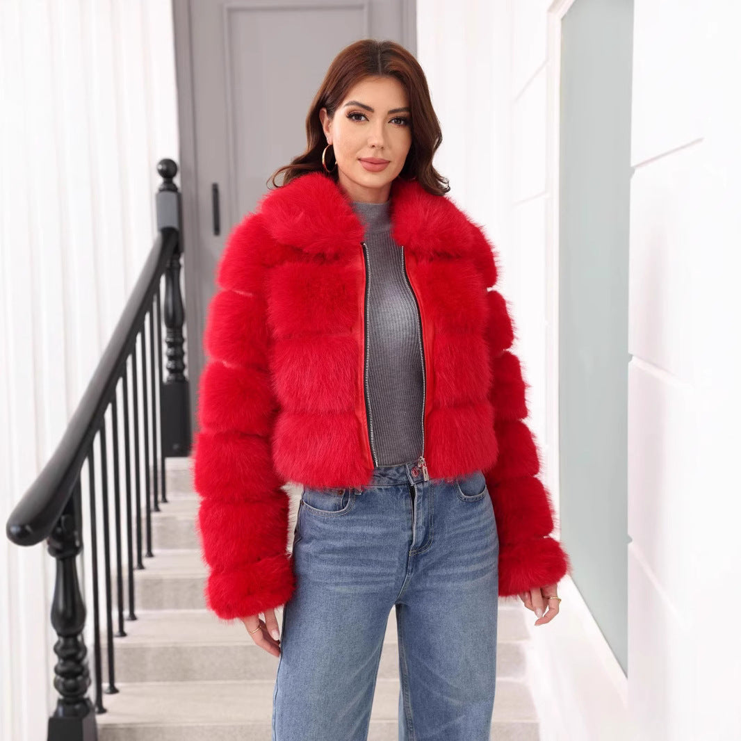 Damen Modischer Kunstpelz-Winterjacke R&B