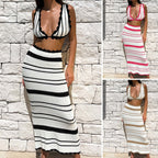 Damen Häkel-Crop-Top und Maxirock Set EB