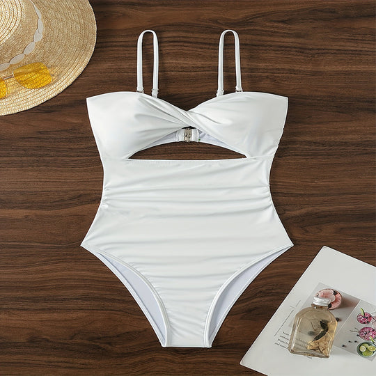 Damen Einteiler Badeanzug mit raffiniertem Cut-Out und verstellbaren Trägern R&B