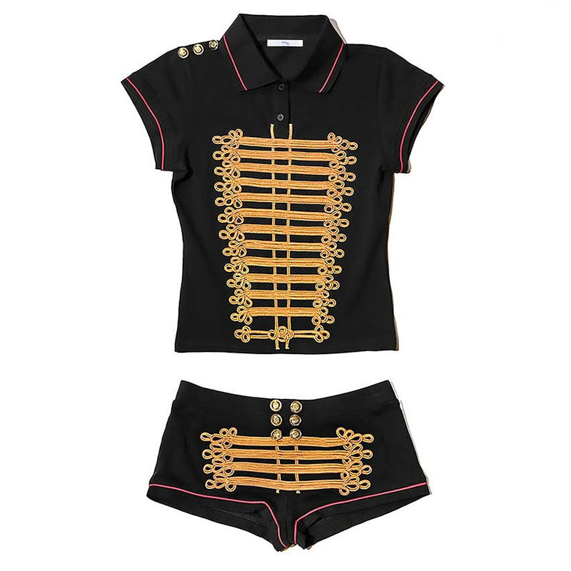 Damen Poloshirt und Shorts Set im Militärstil R&B