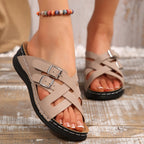 Damen Bequeme Zehentrenner-Sandalen mit verstellbarem Riemen und ergonomischer Fußbettung R&B