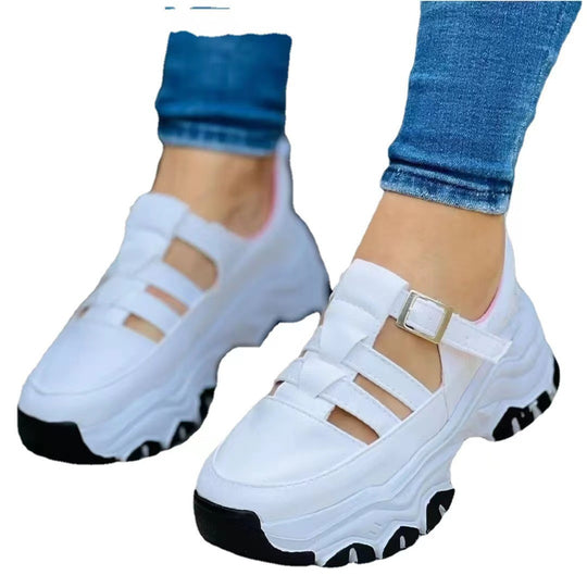 Damen Chunky Sneakers mit verstellbarem Riemen und atmungsaktiver Sohle R&B