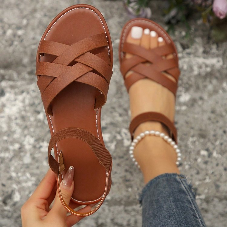 Damen Riemensandalen mit breiten, geflochtenen Riemen R&B