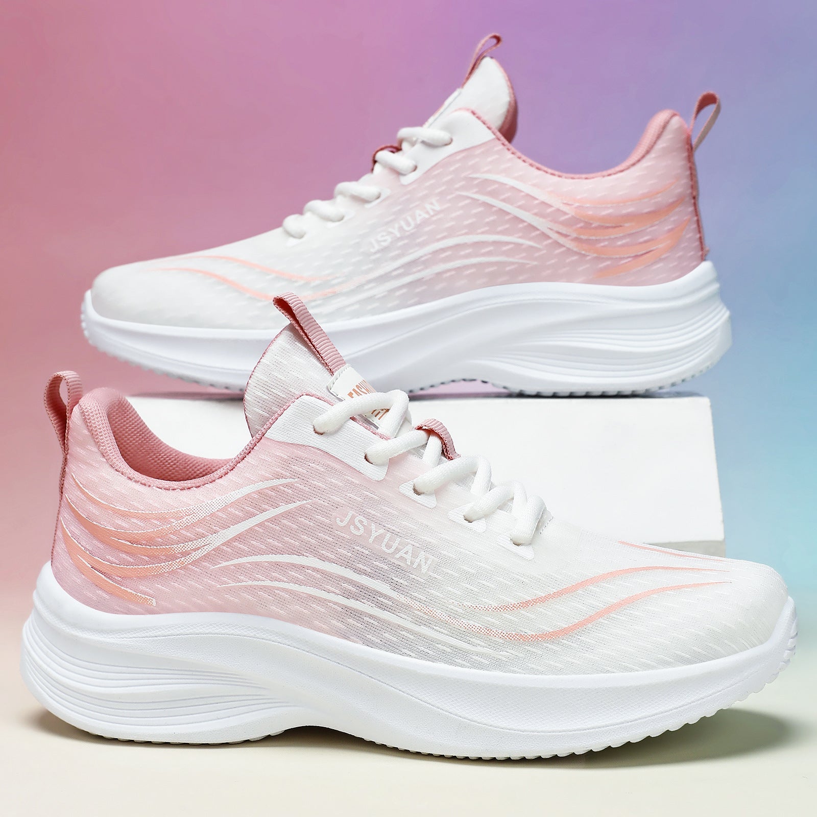 Damen Sportliche Laufschuhe mit atmungsaktivem Strickdesign und gepolsterter Dämpfung R&B