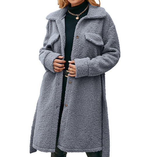 Damen Kuschelige Teddyjacke mit großzügigen Taschen und Knopfdetails R&B